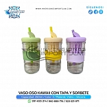 VASO OSO KAWAII CON TAPA Y SORBETE