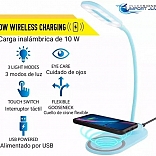 LAMPARA LED TACTIL RECARGABLE CON CARGADOR INALAMBRICO PARA CELULAR 