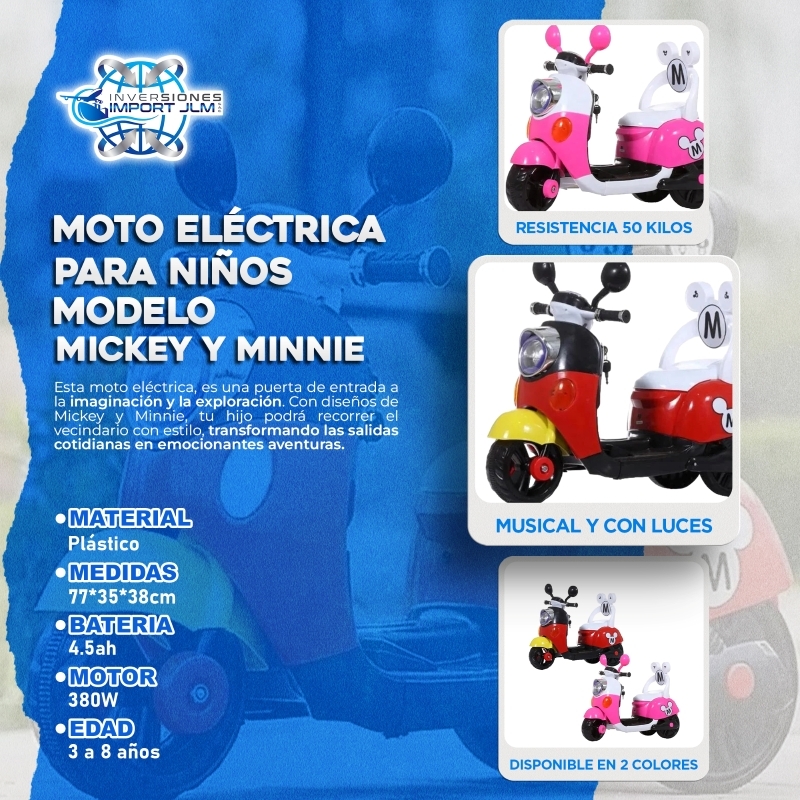 IMPORT JLM S.A.C. - MOTOCICLETA PARA NIÑO MODELO »MICKEY & MINNIE«