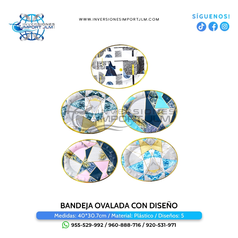 IMPORT JLM S.A.C. - BANDEJA DISEÑO MODERNO OVALADO