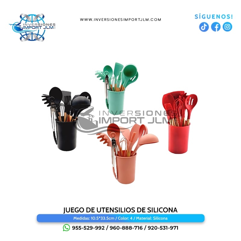 IMPORT JLM S.A.C. - JUEGO DE UTENSILIOS DE COCINA DE SILICONA