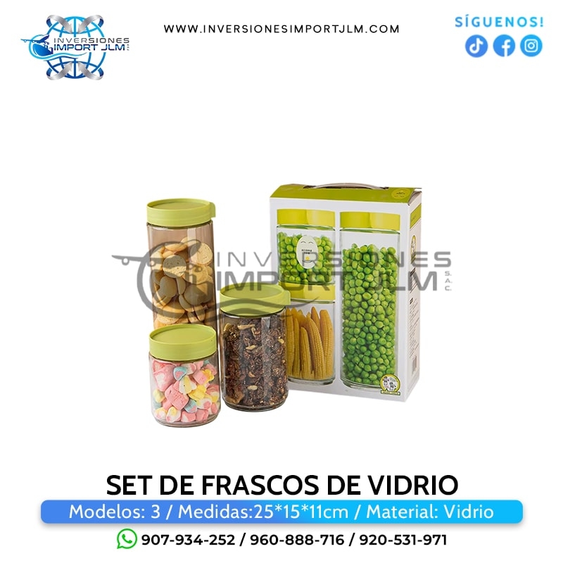 IMPORT JLM S.A.C. - SET DE FRASCOS DE VIDRIO