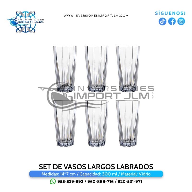 IMPORT JLM S.A.C. - SET DE VASOS LARGOS MODELO »LABRADO«