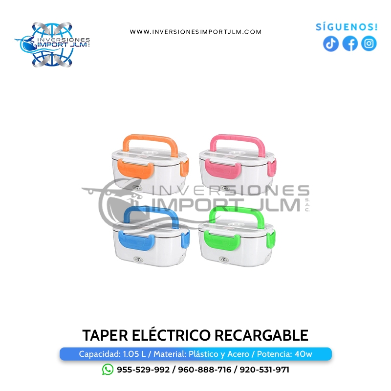 Lonchera Táper Eléctrico 220v De Acero Inoxidable De 1.05 L