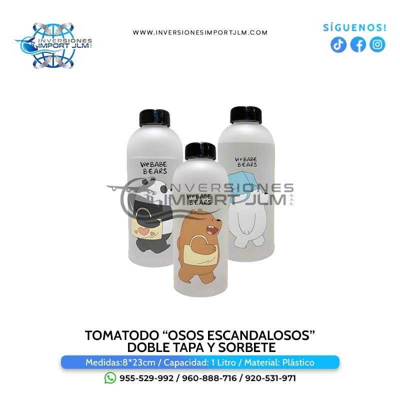 IMPORT JLM S.A.C. - BOTELLA OSO ESCANDALOSO DOBLE TAPA Y SORBETE 