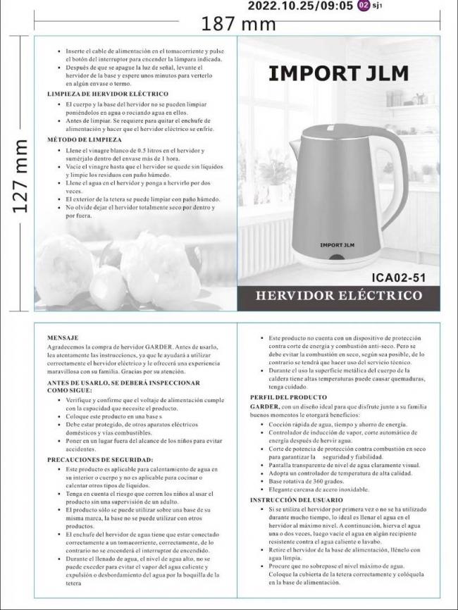 HERVIDOR ELECTRICO »JLM«  DE 2.3 LITROS 