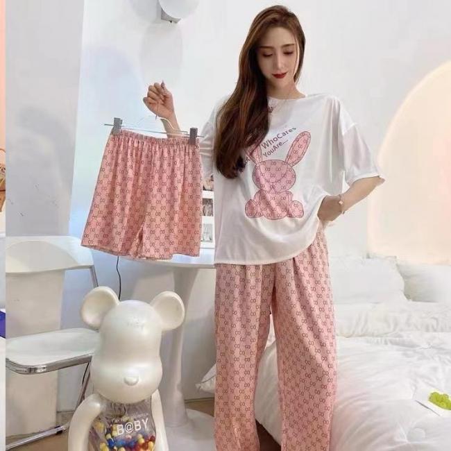 PIJAMA 3 PIEZAS PARA MUJER (PANTALÓN+POLO+SHORT)