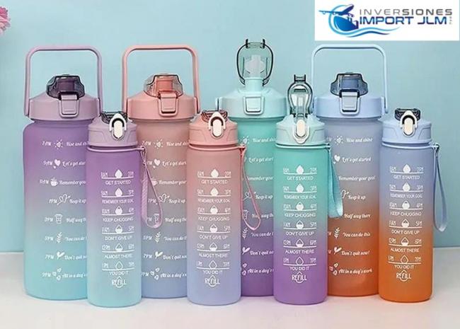 TOMATODO DUO HORARIO DE 2 LITROS  Y 900 ML + STICKER 2D Y 3D