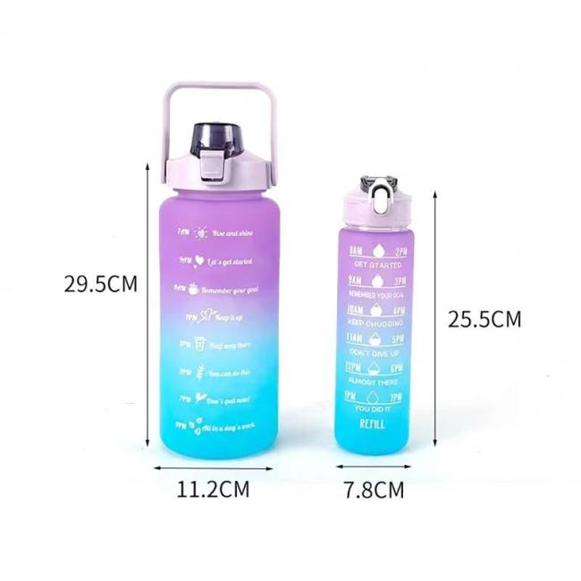 TOMATODO DUO HORARIO DE 2 LITROS  Y 900 ML + STICKER 2D Y 3D