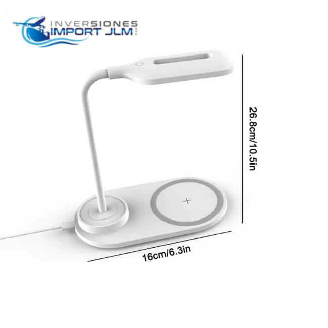 LAMPARA LED TACTIL RECARGABLE CON CARGADOR INALAMBRICO PARA CELULAR 