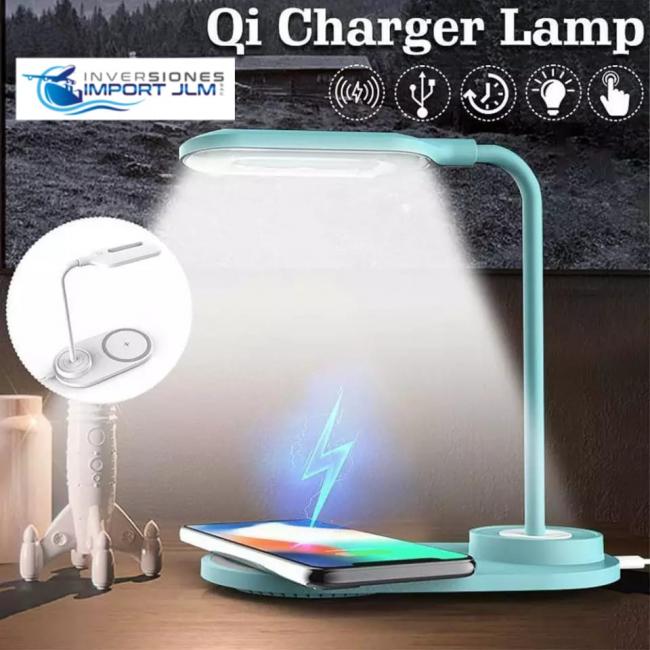 LAMPARA LED TACTIL RECARGABLE CON CARGADOR INALAMBRICO PARA CELULAR 